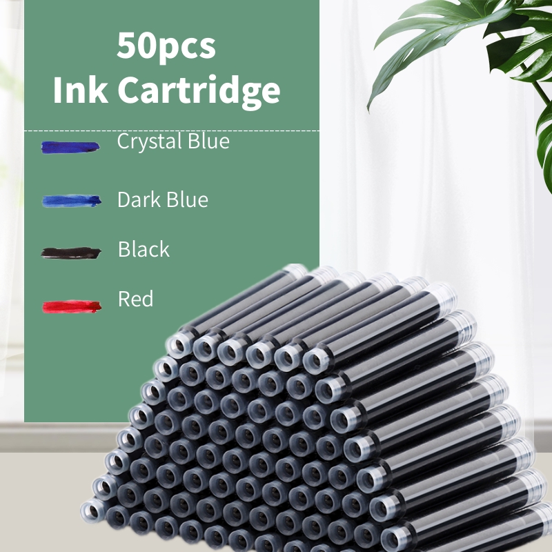 Gel Ink Pen Set - 2.6/3.4 มม.ทิ้ง Fountain ปากกาตลับหมึกปากกาเติมสีดํา/สีแดง/ชุดหมึกสีฟ้าโรงเรียนอุปกรณ์สํานักงานเครื่องเขียนของขวัญ 50pcs