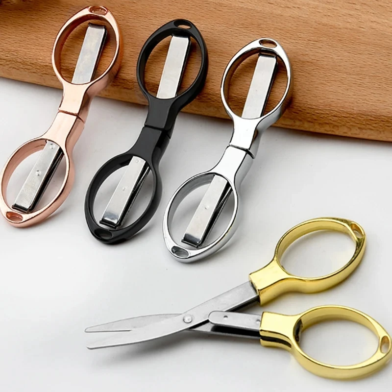 Scissors Stainless Craft - กรรไกรพับได้ขนาดเล็ก ด้ามจับพลาสติก พกพาสะดวก ใช้ตัดด้ายเย็บปักถักร้อย ตัดสายตกปลา เครื่องมือตัดสำหรับงานฝีมือ