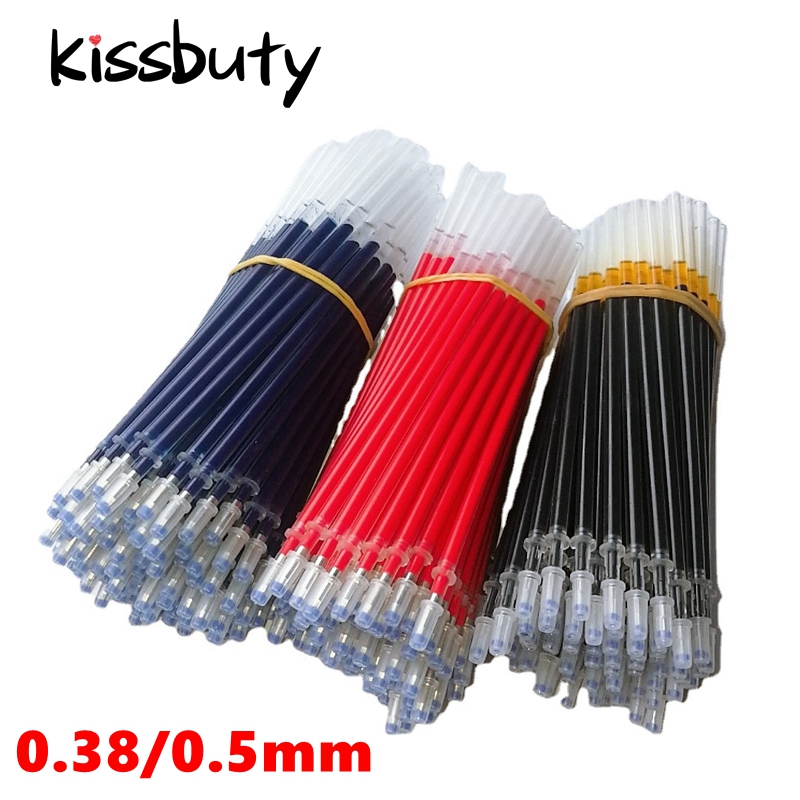 Gel Ink Pen Set - 0.38/0.5 มม.ปากกาเจลเติมหมึกสีฟ้า/สีดําสํานักงานโรงเรียนเครื่องเขียนเขียนปากกาลูกลื่นเติม 10/20/50/100 ชิ้น/เซ็ตจับแท่ง