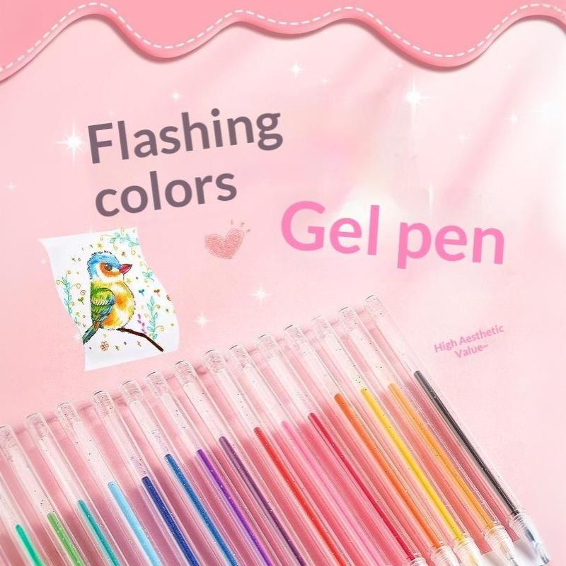 Gel Ink Pen Set - ปากกาเจลกลิตเตอร์ 8/12/18 สี หัวปากกาโลหะขนาด 1.2 มม.
