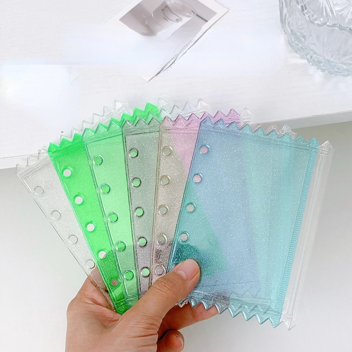 Portfolio Folder Zip - M5แฟ้มใส่เอกสาร5รูสีลูกกวาดมีช่องซิปโฟลเดอร์สมุดโน๊ตกระเป๋าเก็บเอกสาร PVC กันน้ำ