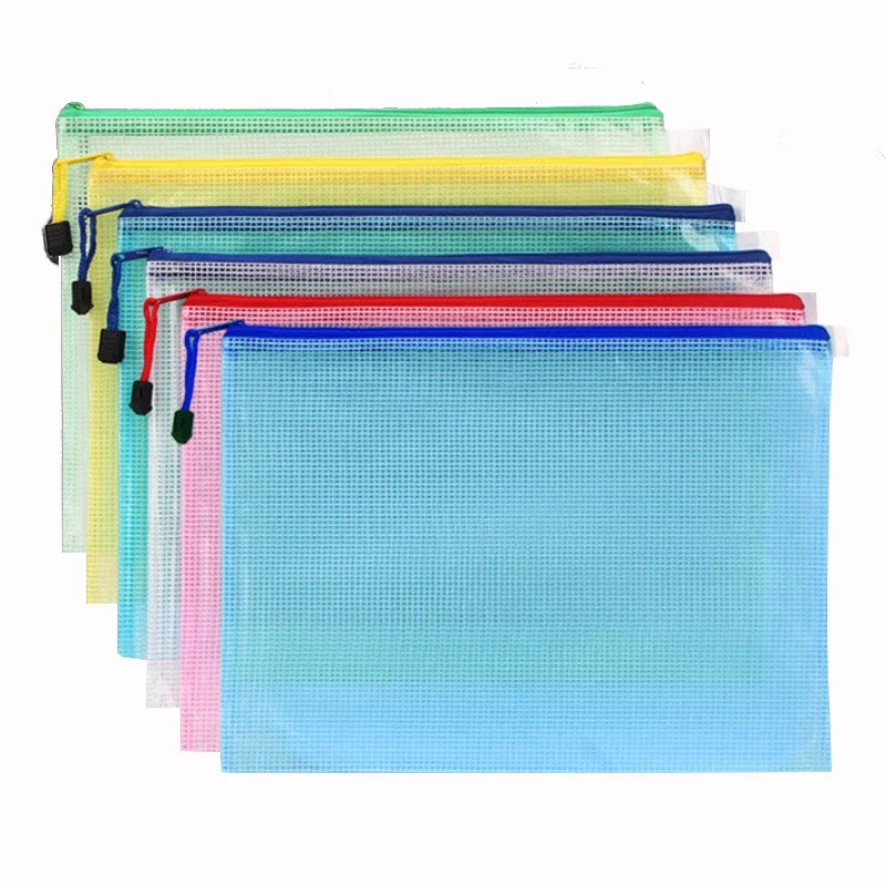 Portfolio Folder Zip - 1PCS เครื่องเขียนโฟลเดอร์เก็บแฟ้มตาข่ายซิปกระเป๋า A4 A5 A6 A3