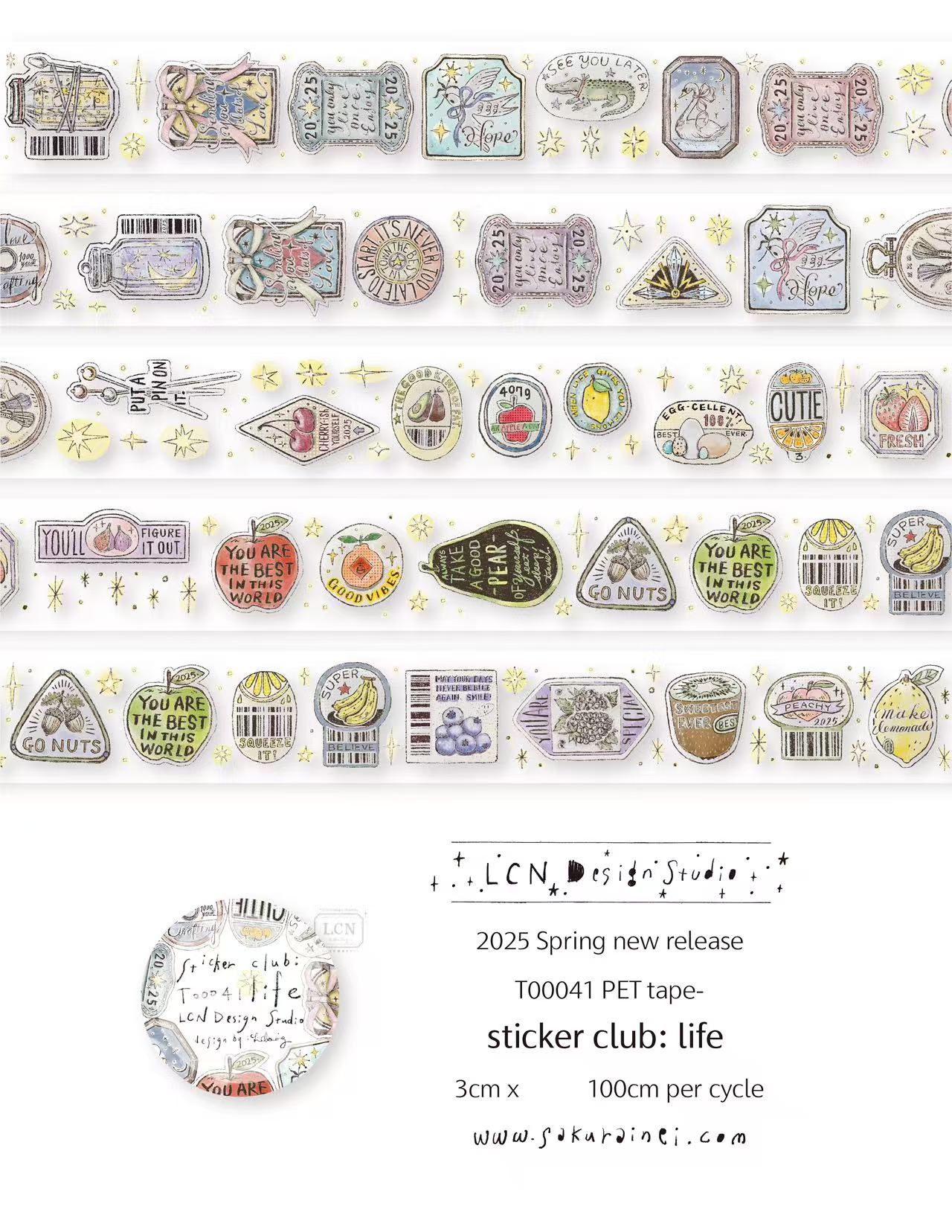 Washi Tape Set - 1 ห่วง LCN สติกเกอร์วินเทจ Club Joy