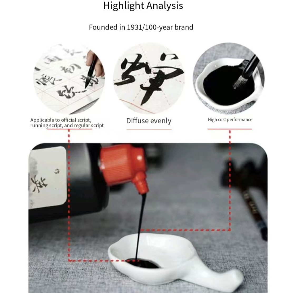 หมึกจีนสีดำสำหรับเขียนพู่กันจี - Calligraphy Ink Bottle บทวิจารณ์และราคา