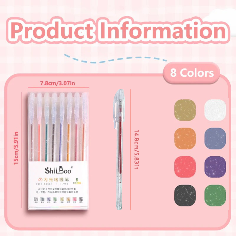 ชุดปากกาเจลกลิตเตอร์ 8-60 สี ห - Gel Ink Pen Set บทวิจารณ์และราคา