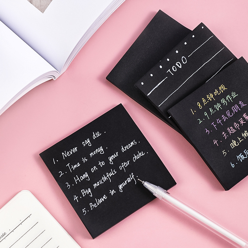 กระดาษโน้ตสีดำแบบมีกาวในตัว สำ - Office Stationery Supply List บทวิจารณ์และราคา