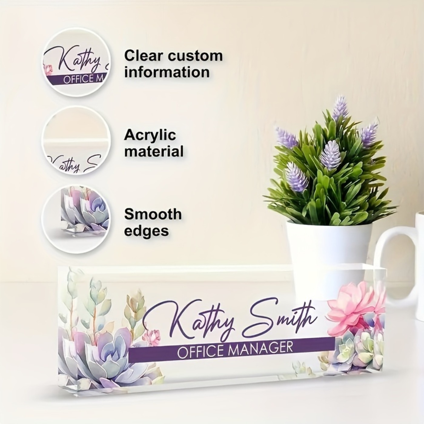 ป้ายชื่ออะคริลิค 2 มิติ แบบกำห - Desk Name Plate บทวิจารณ์และราคา